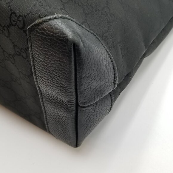 Gucci Shoulder Monogram Tote Bag, Black and Gray, GG Canvas and Leather Shoulder - Picture 7 of 13